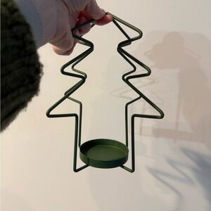 Green Metal Christmas Tree Candle Holder